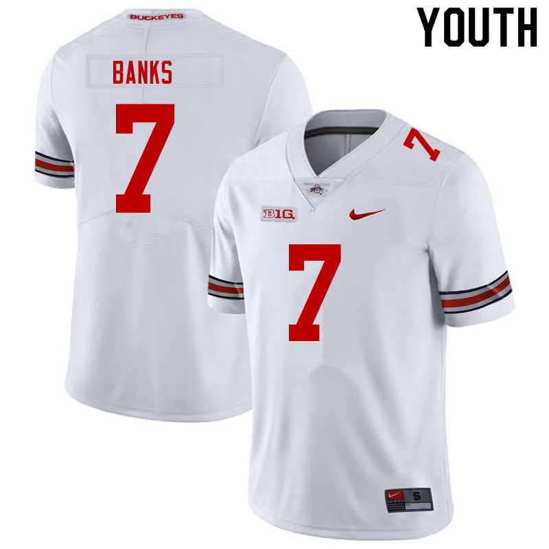 Ohio State Buckeyes Sevyn Banks Youth #7 White Authentic Stitched College Football Jersey